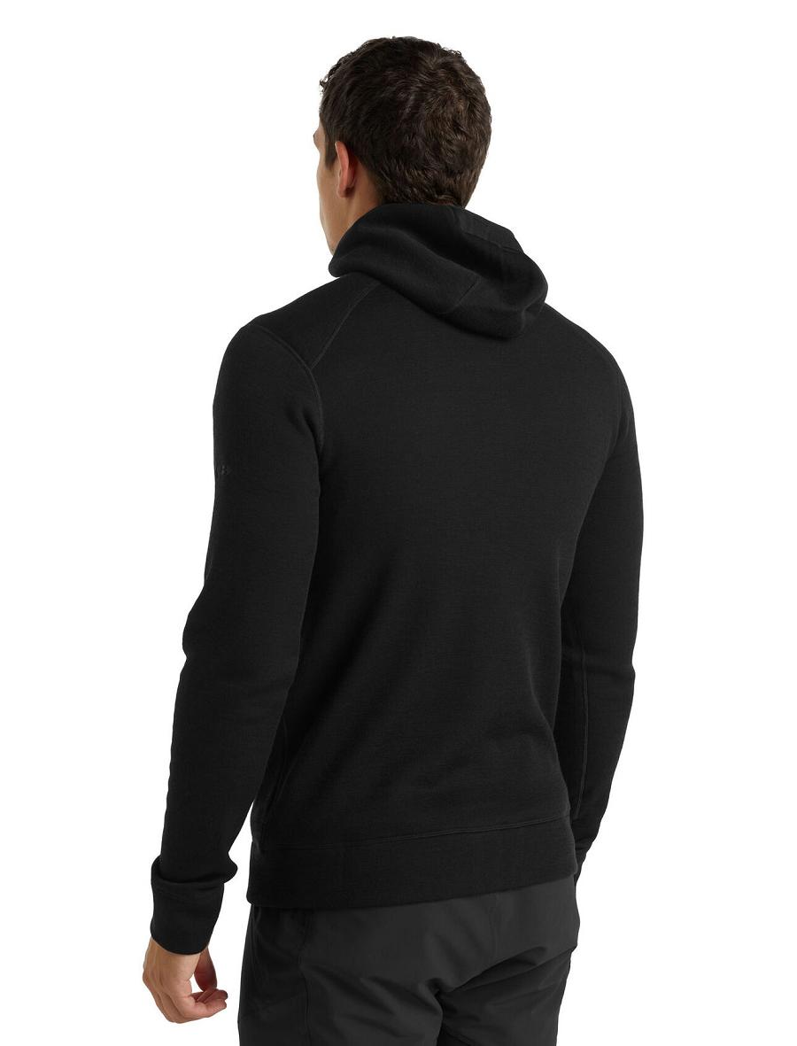 Kurtka Icebreaker RealFleece® Merino Elemental Long Sleeve Zip Hood Męskie Czarne | PL 1706MQZA